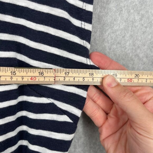 Talbots Stripe Belted Knit Shift Dress Size SP Navy Blue White Nautical Slub NEW - Picture 10 of 12